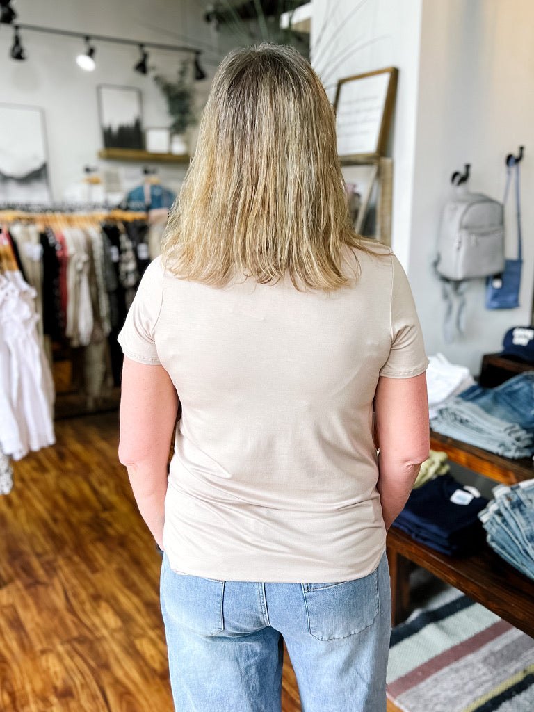 Taupe V-Neck Top