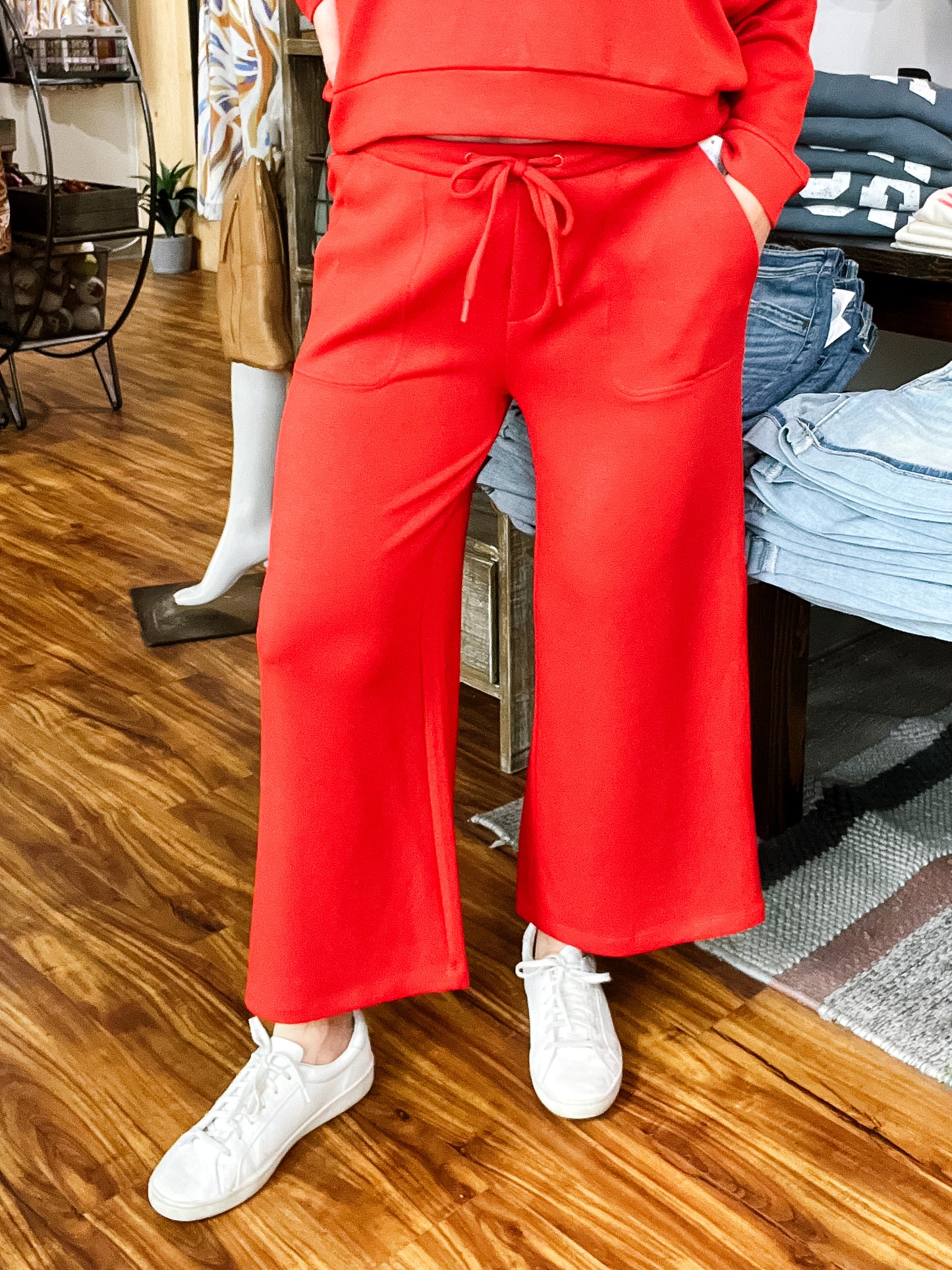 Red Crop Pull-On Pant