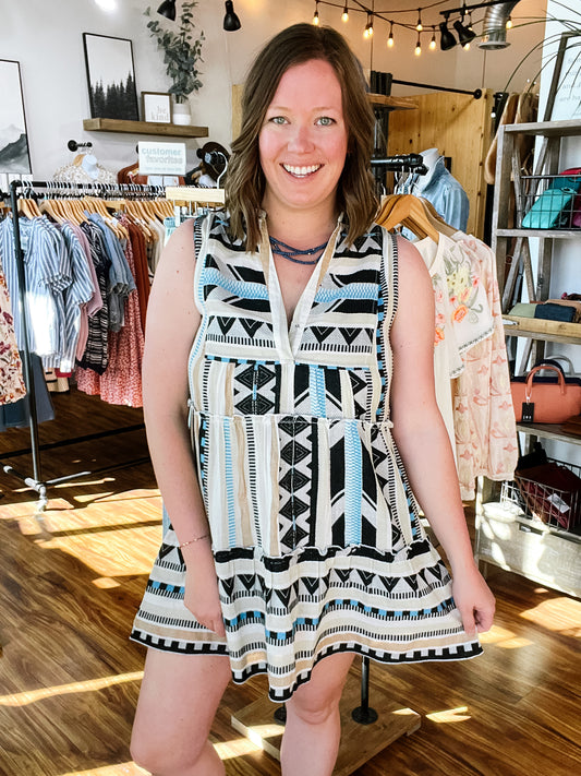 Black & Tan Aztec Print Dress