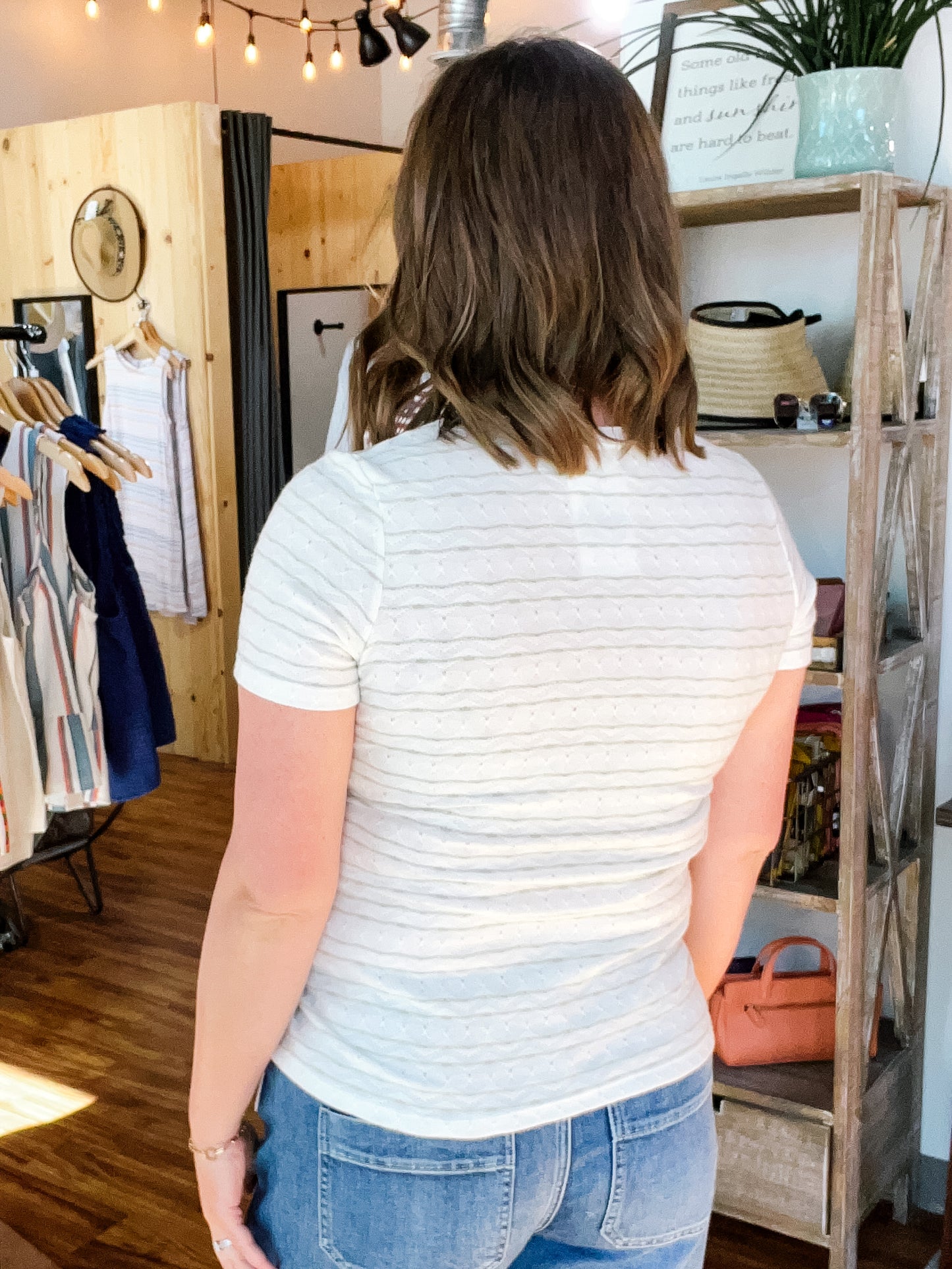 Ivory W/Sage Green Stripe Textured Sweater