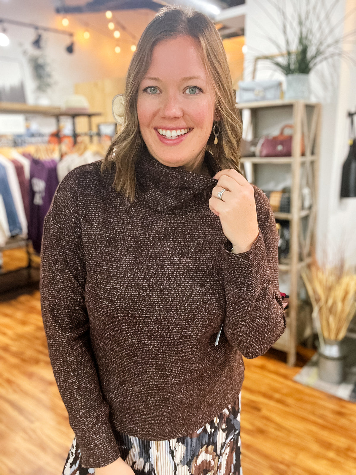 Hickory Funnel Neck Lightweight Sweater