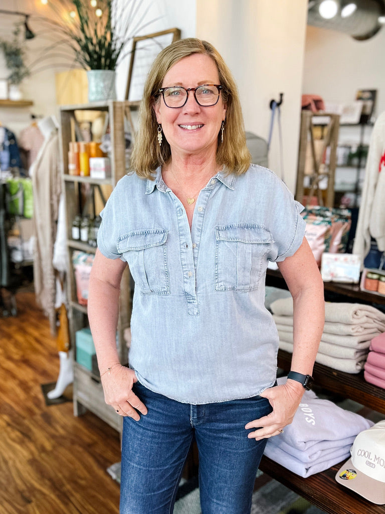 Denim Rolled Sleeve Shirt