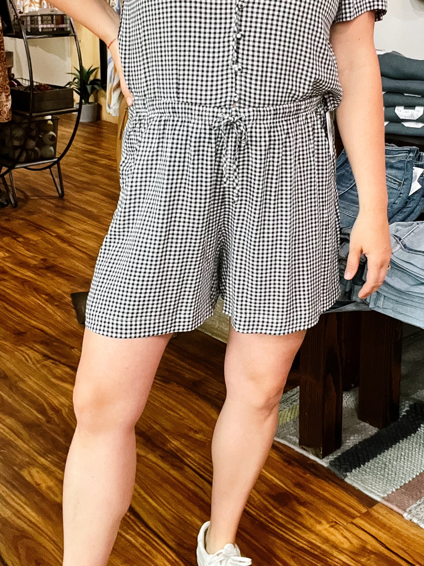 Navy Gingham Shorts