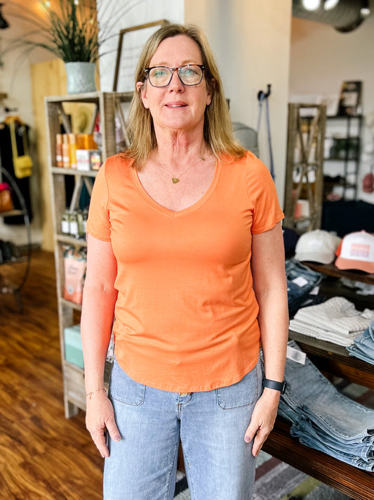 Orange V-Neck Top