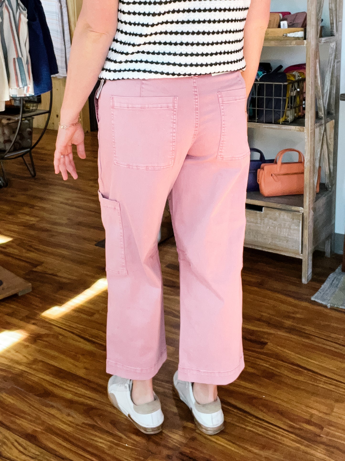 Pink Twill Cargo Pants