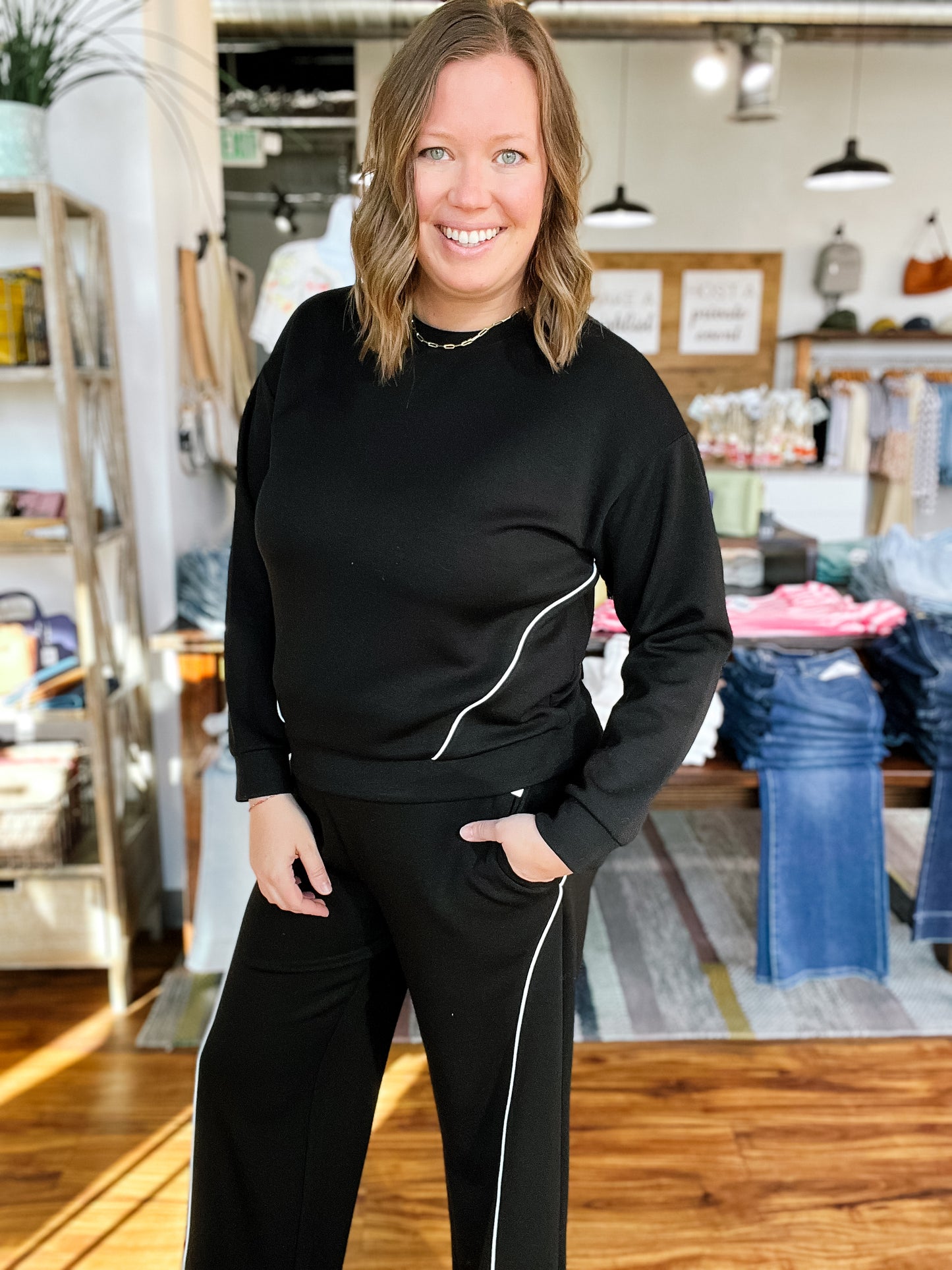 Black W/White Lounge Pants