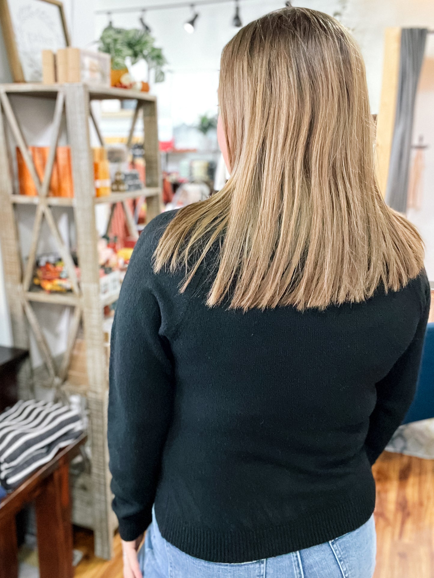 Black Gold Button Sweater