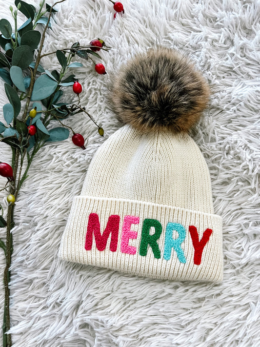Ivory Merry Pom Beanie