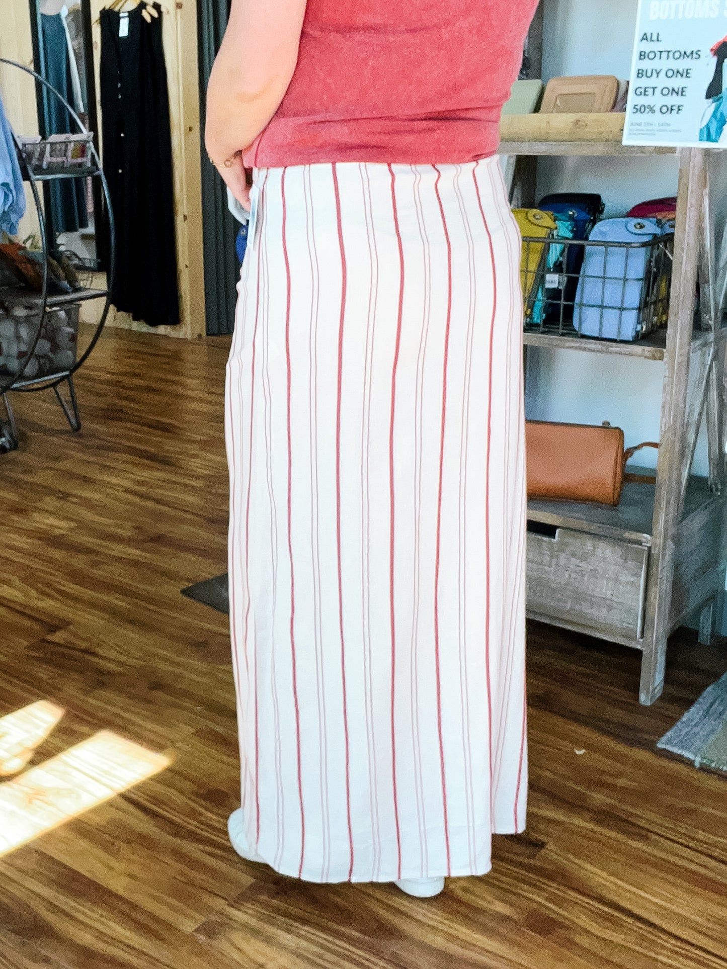Off White W/Rust Stripe Skirt