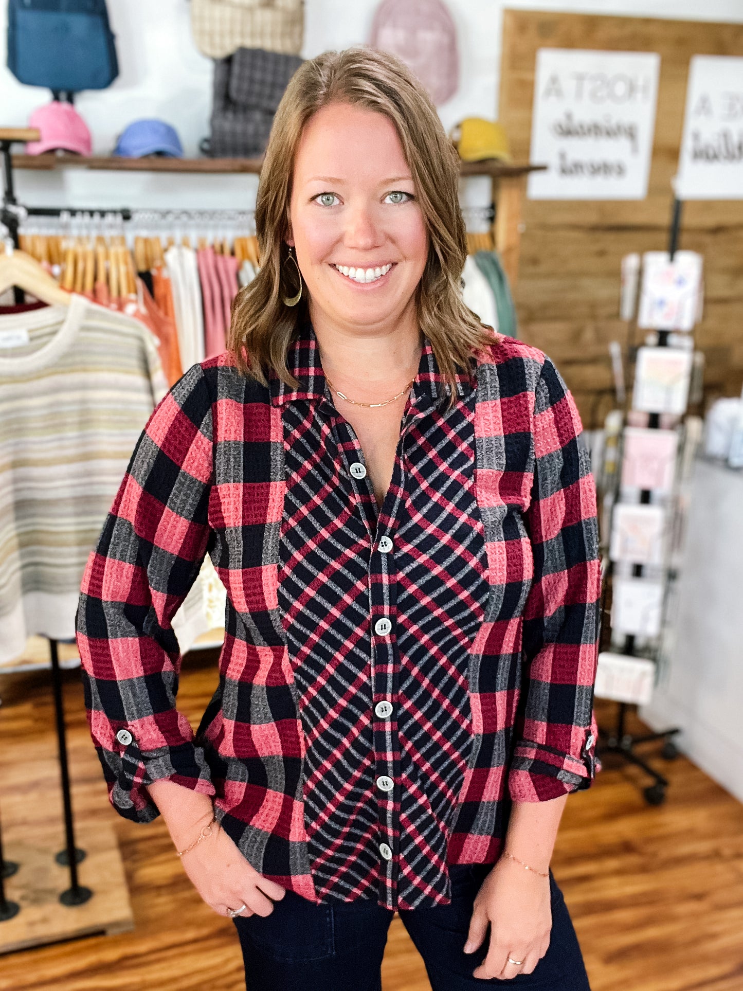 Red & Black Boyfriend Tunic