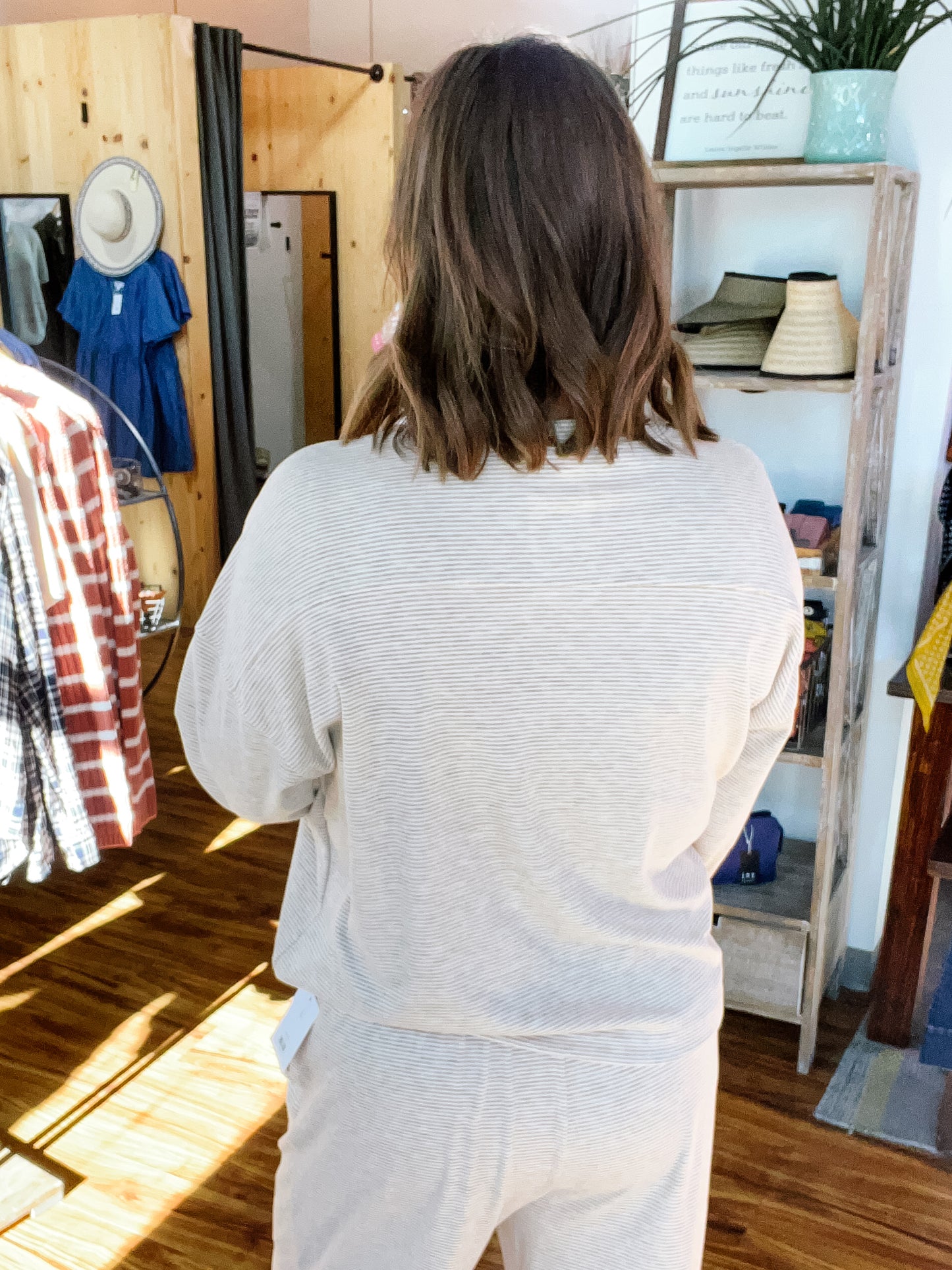 Tan & Cream Stripe Long Sleeve Top