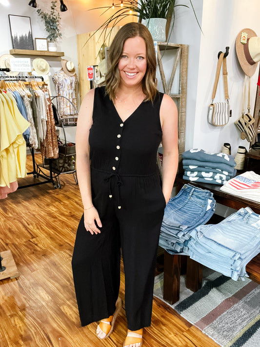 Black W/Button Front Jumpsuit
