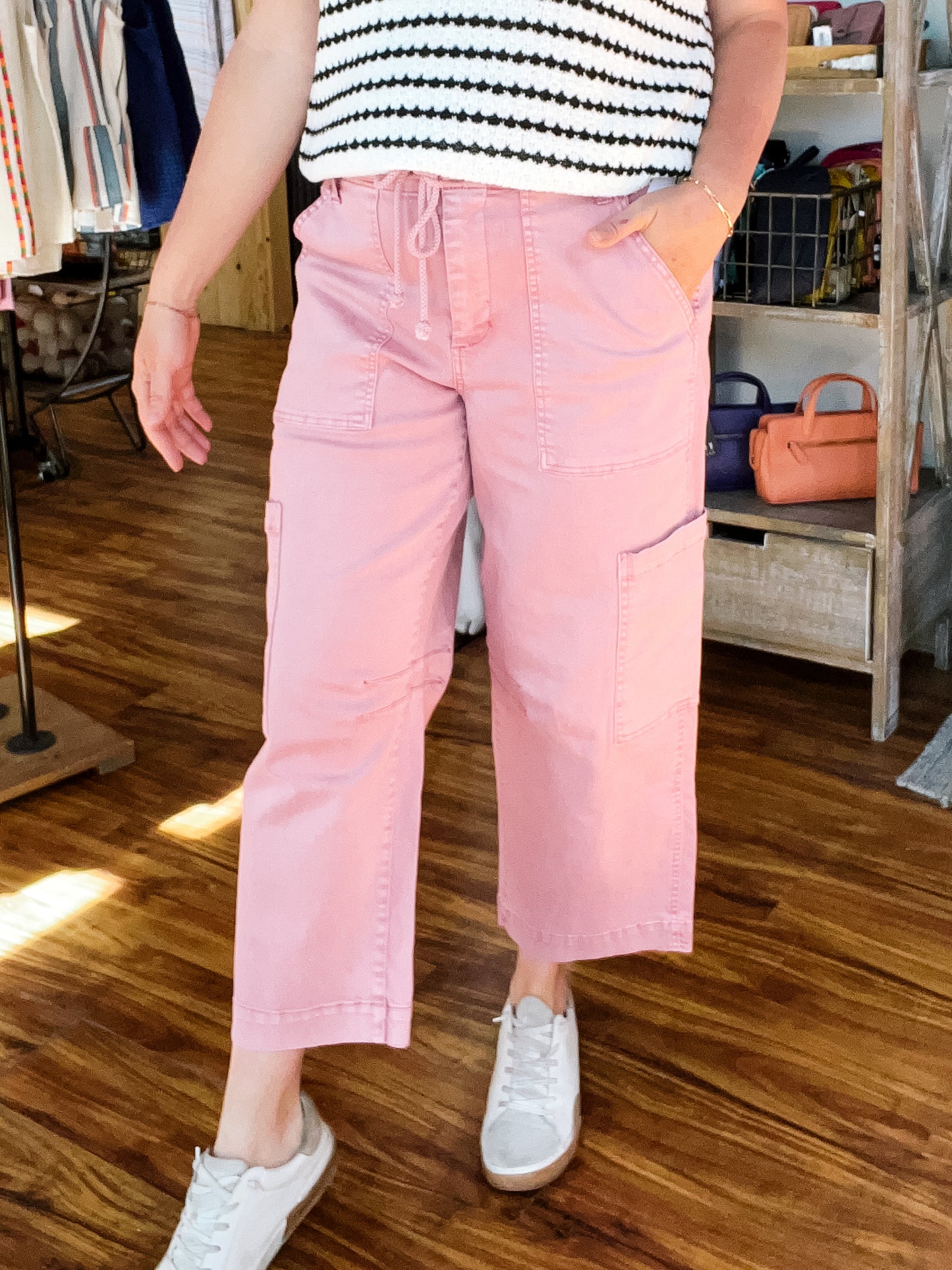 Pink Twill Cargo Pants