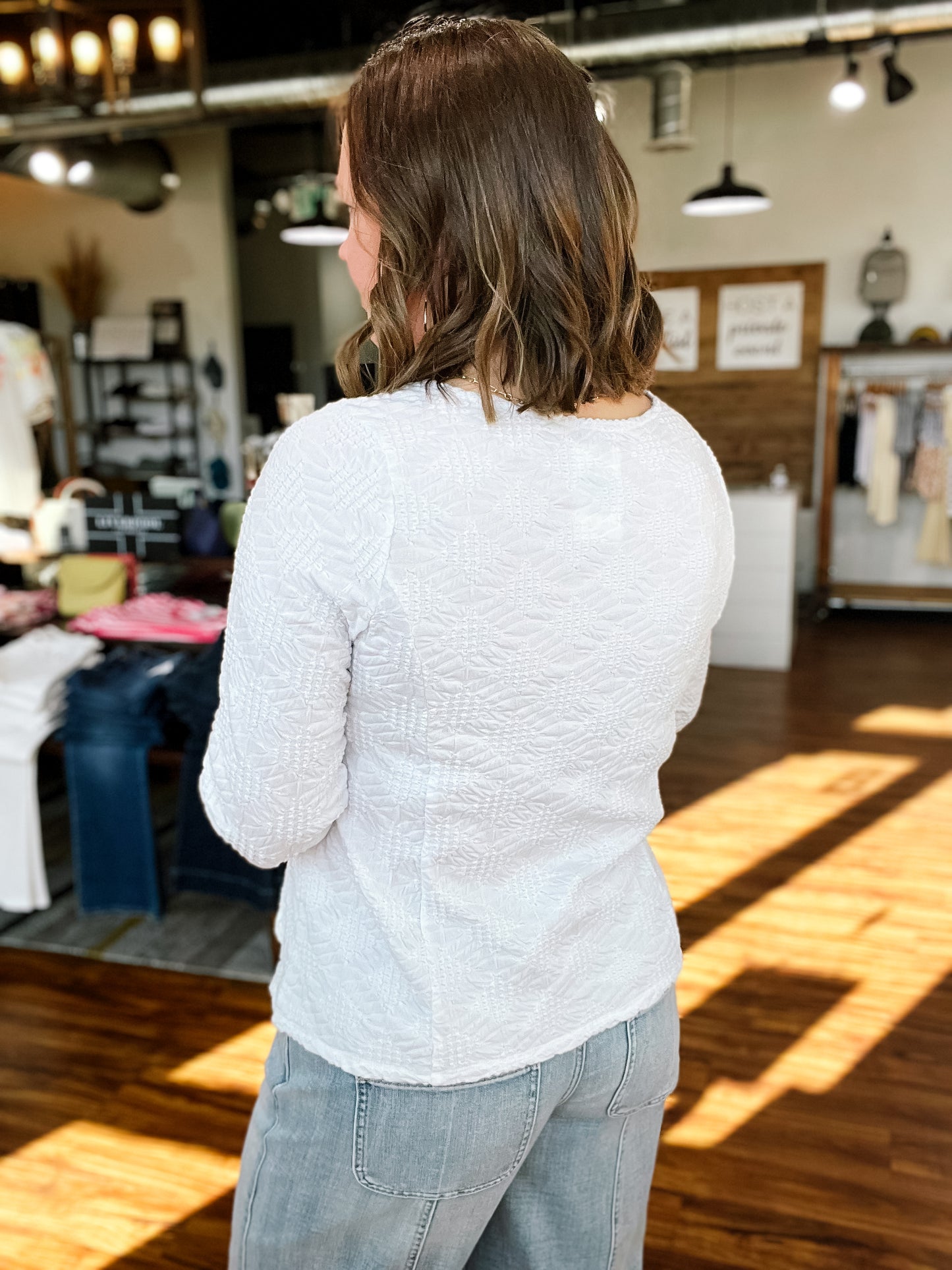 Bright White Textured Top