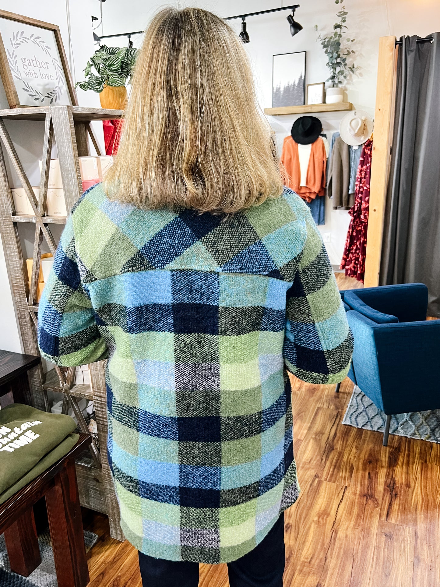Navy/Green Check Shacket
