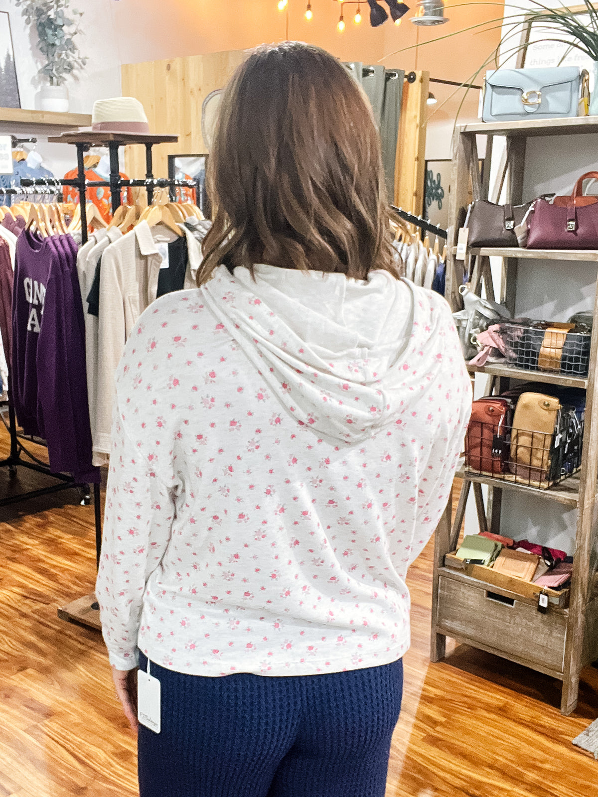 Heather Cream Rose Hoodie