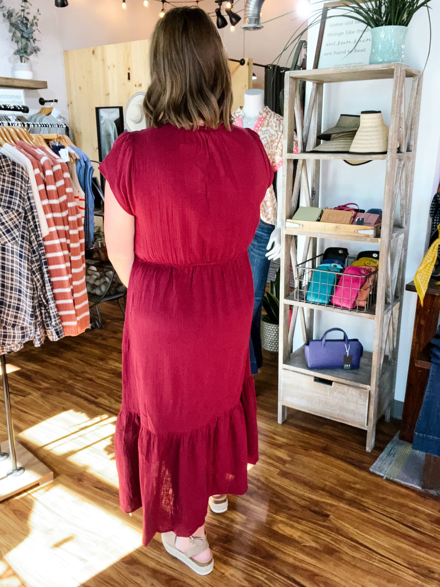 Merlot Embroidery Dress