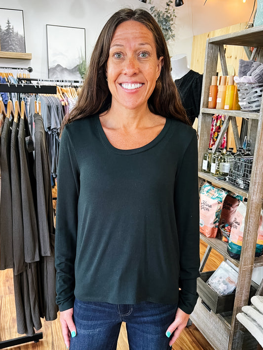 Black Scoop Neck Shirt