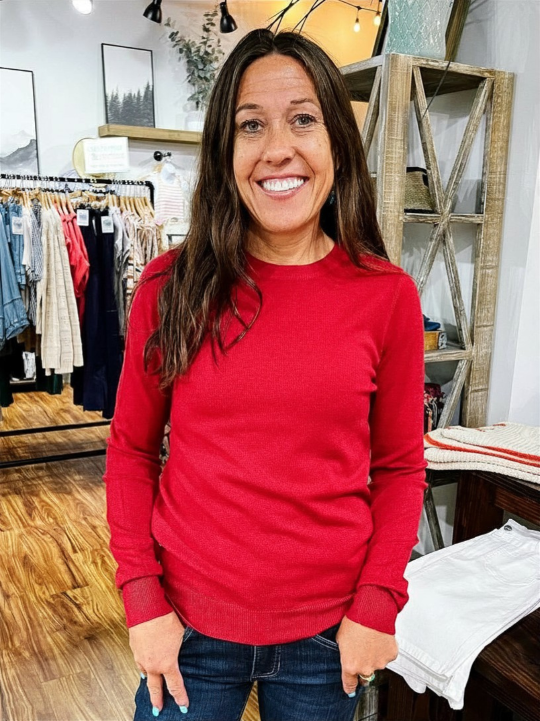 Crimson Round Neck Sweater