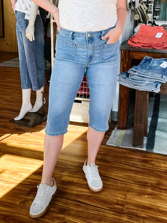 Ocean Breeze Blue Capri Jean