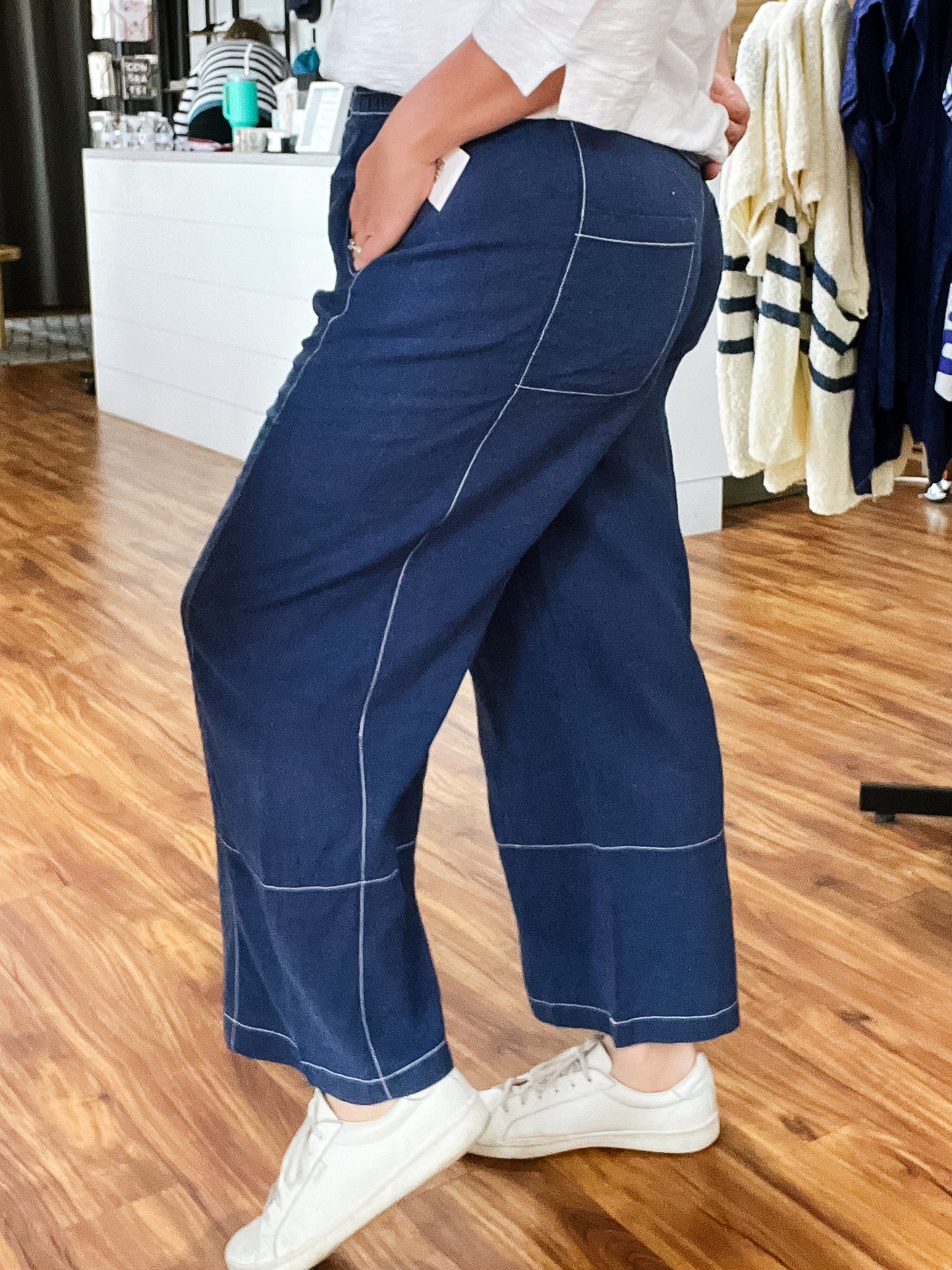 Navy W/White Stitching Pant
