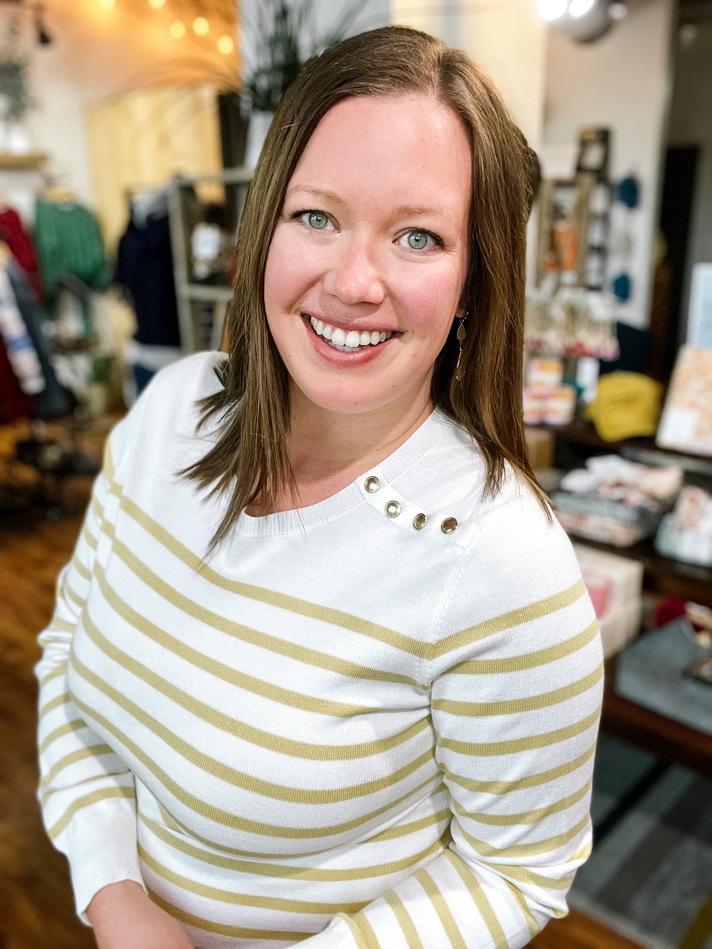 Cream And Yellow Gold Button Sweater