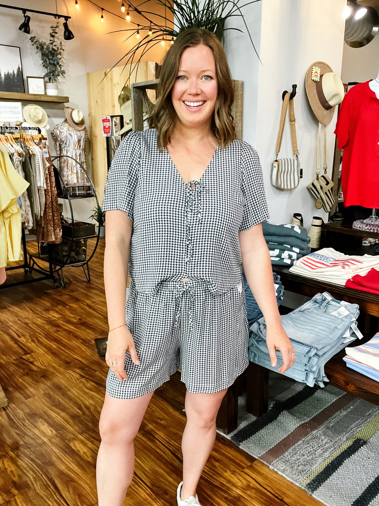 Navy Gingham Shorts