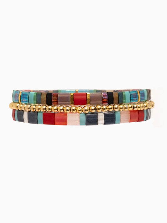 Red & Aqua Beaded Bracelet