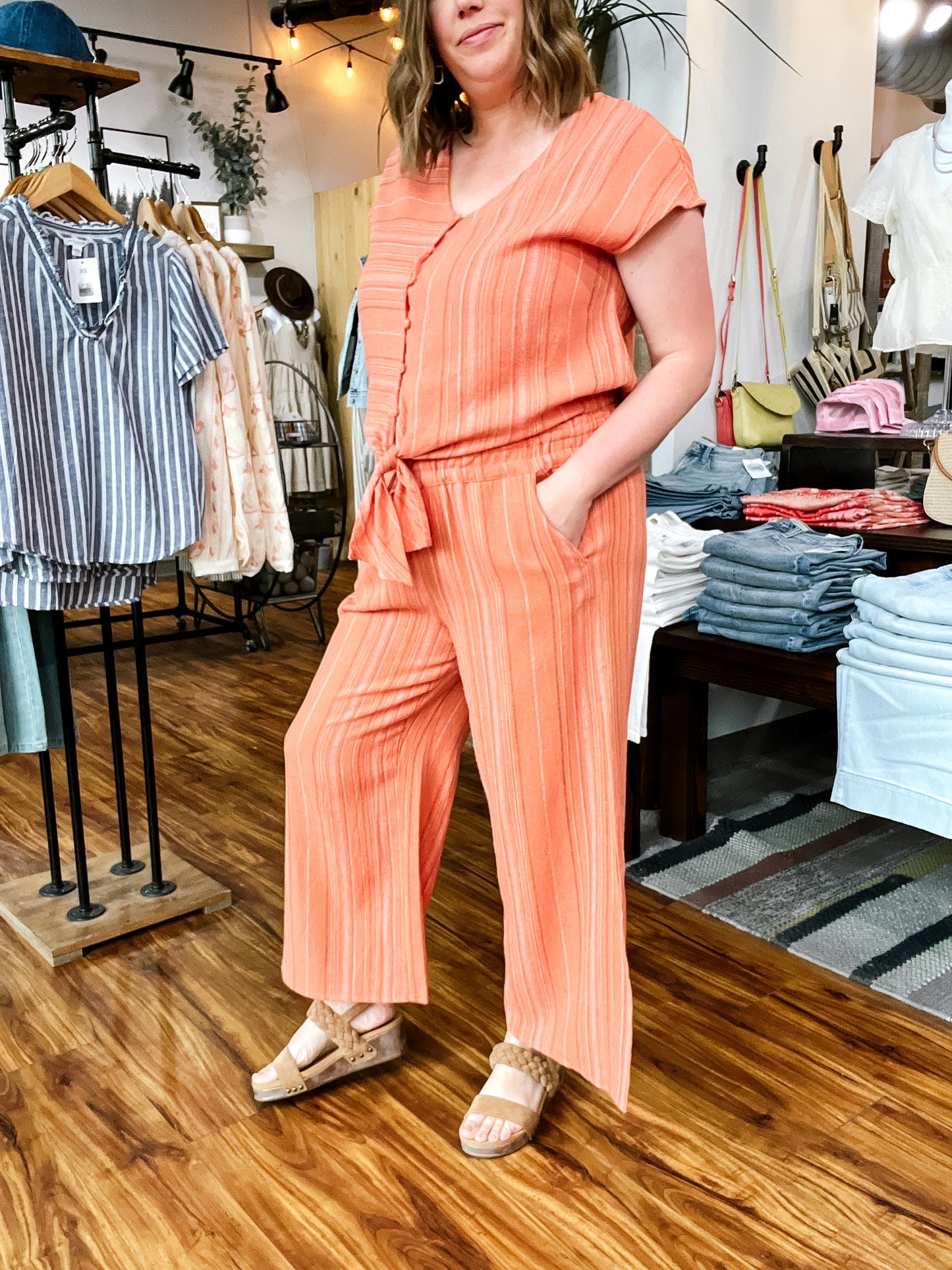 Guava Slit Hem Wide Leg Pant