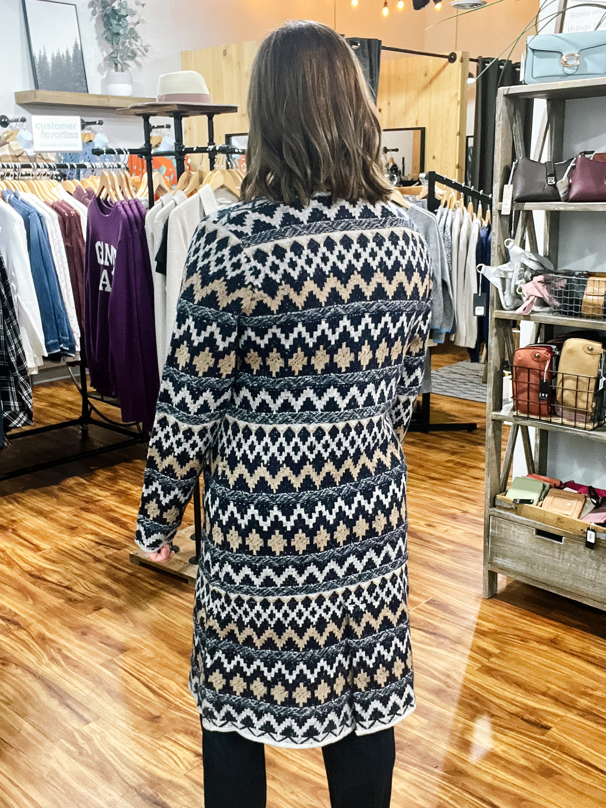 Navy & Camel Button Front Coatigan