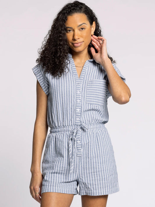 Striped Short Sleeve Romper
