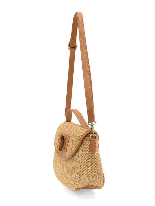 Hattie Natural Straw Top Handle Crossbody Purse