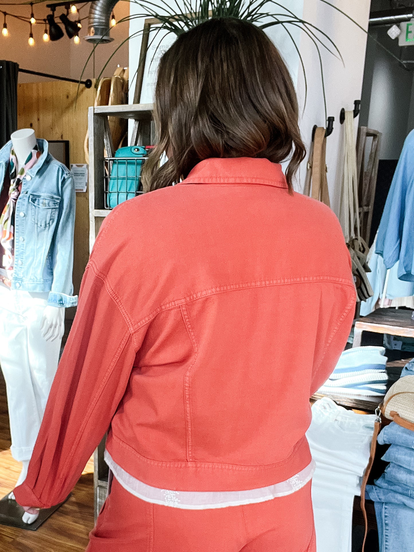 Burnt Orange Oversized Crop Jacket