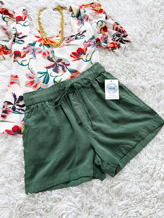 Pine Green Pull-On Shorts