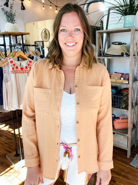 Melon Long Sleeve Button Up Shirt