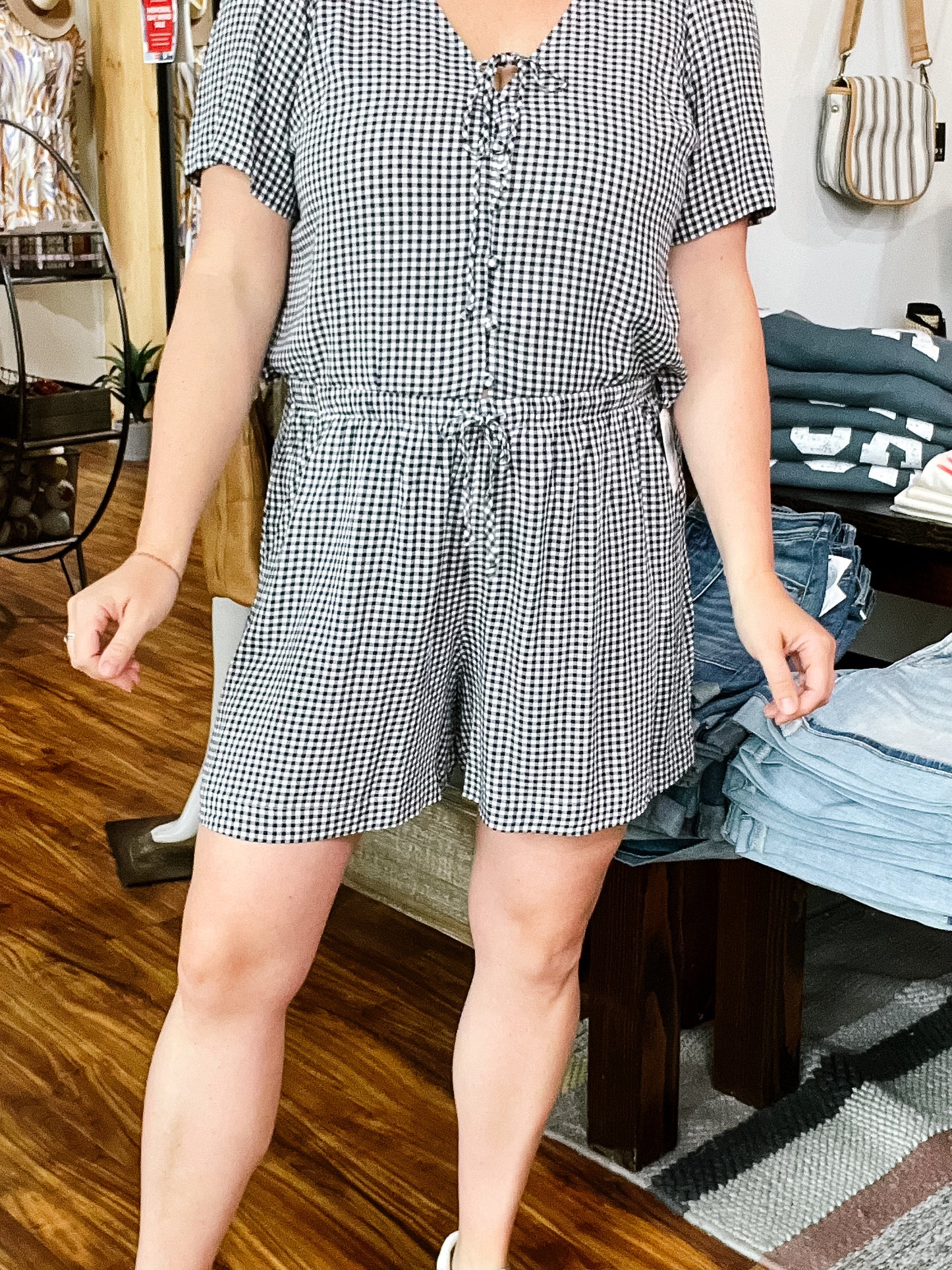 Navy Gingham Shorts