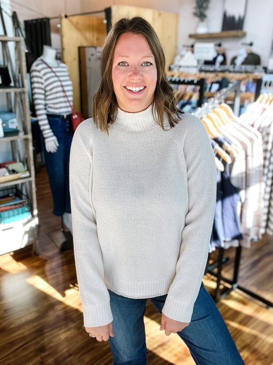 Ivory Textured Roll Neck Sweater