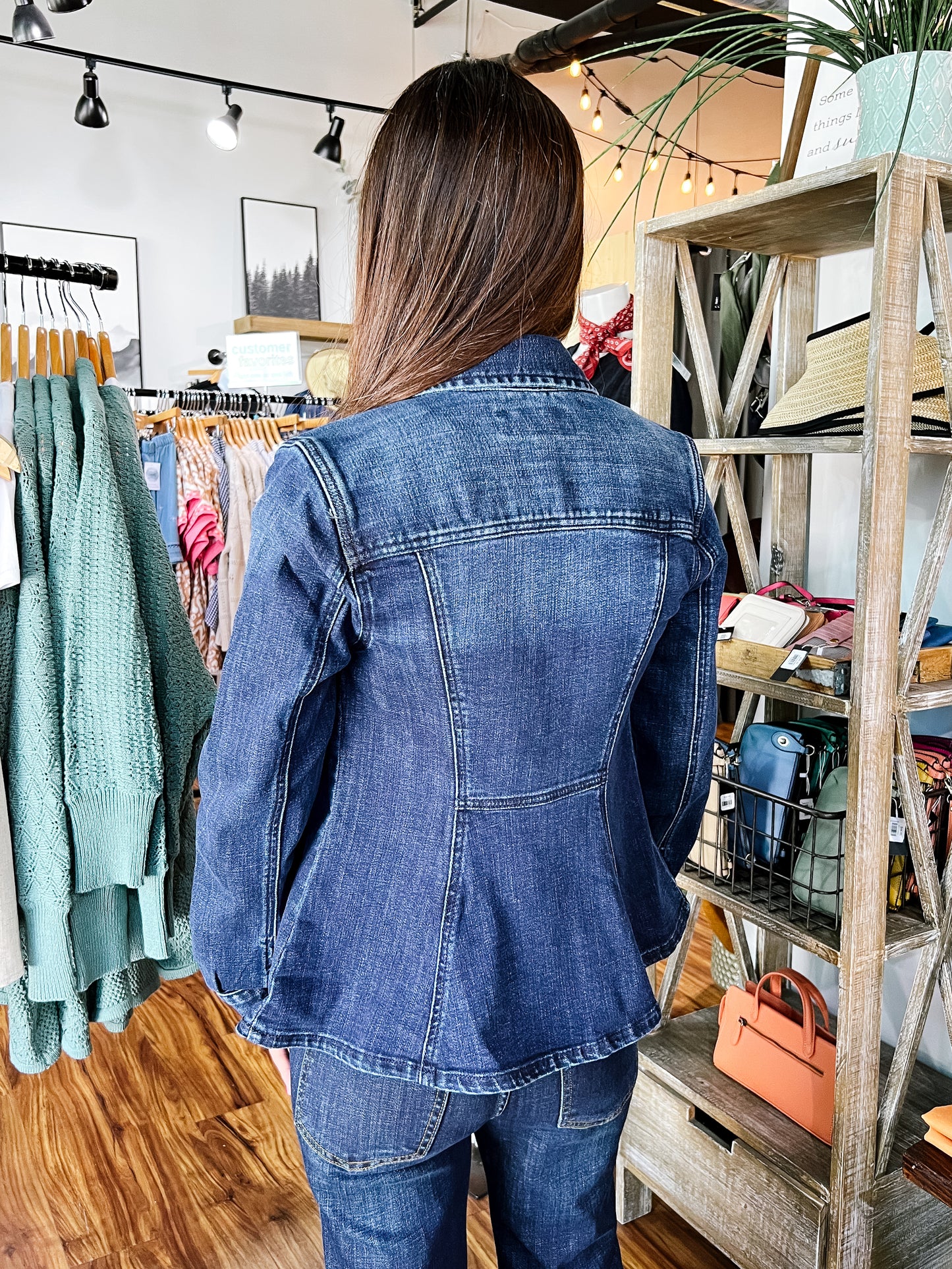 Dark Blue Fit And Flare Jean Jacket