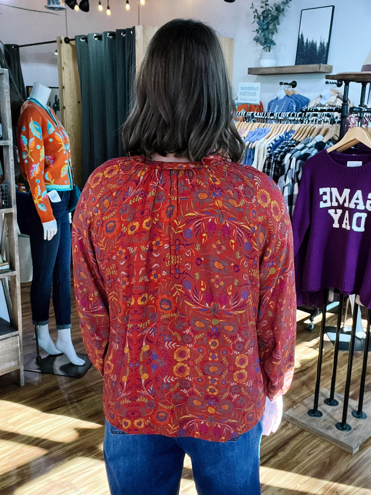 Sienna Floral Ruched Collar Blouse