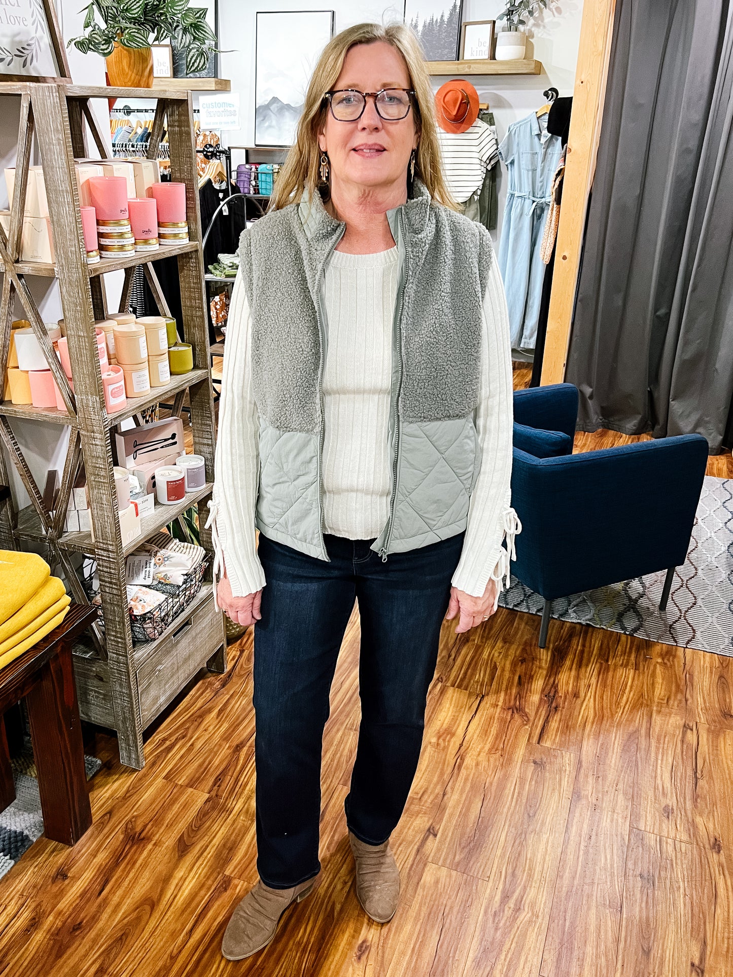Sage Green Teddy Vest