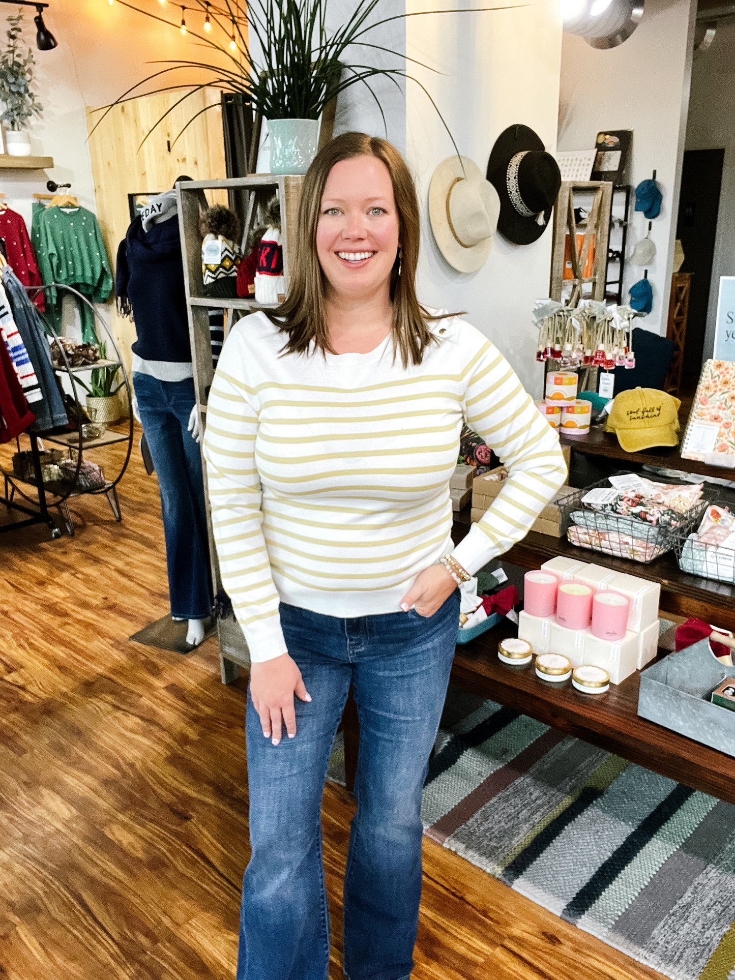 Cream And Yellow Gold Button Sweater