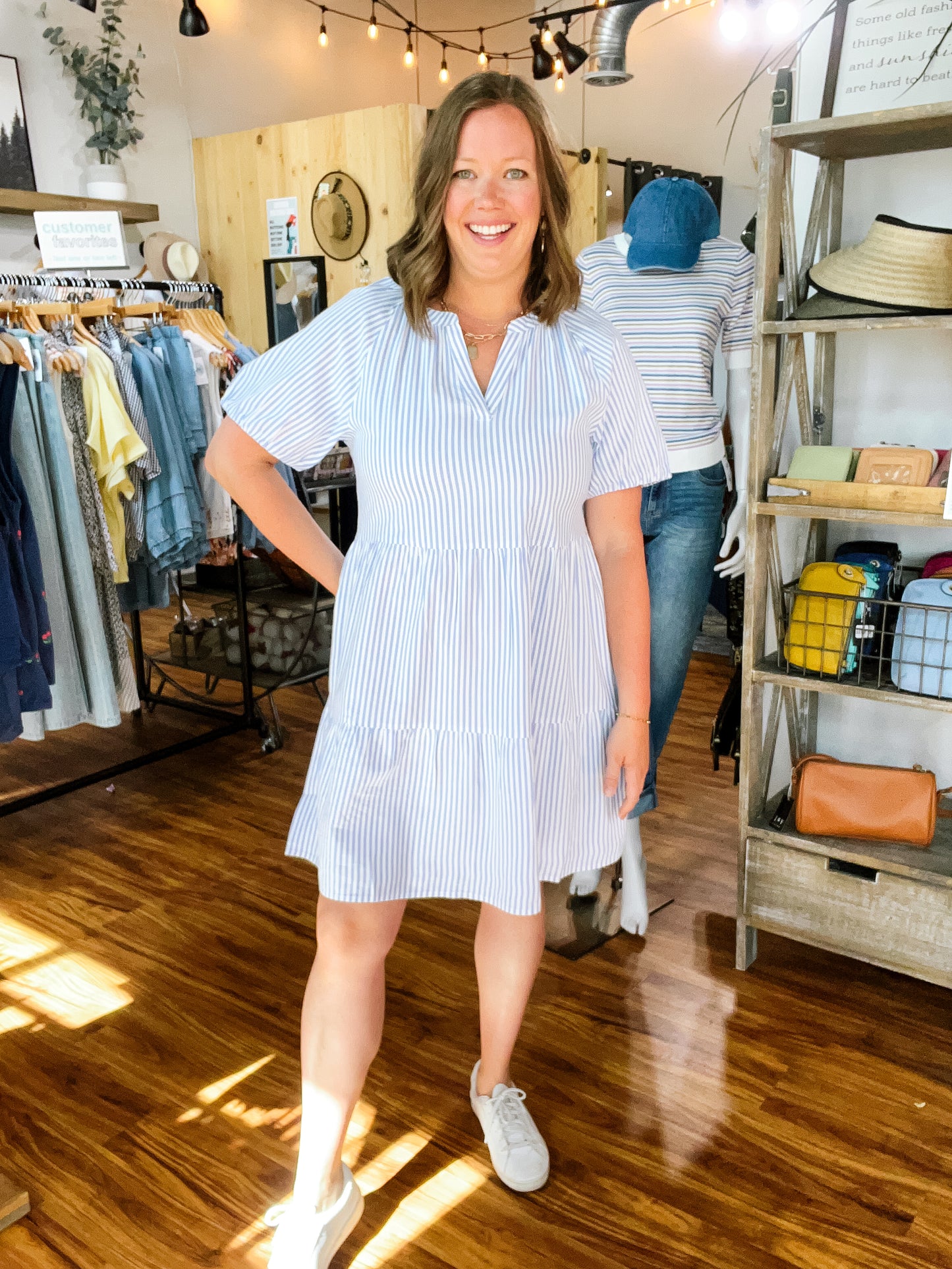Blue And White Stripe Dress