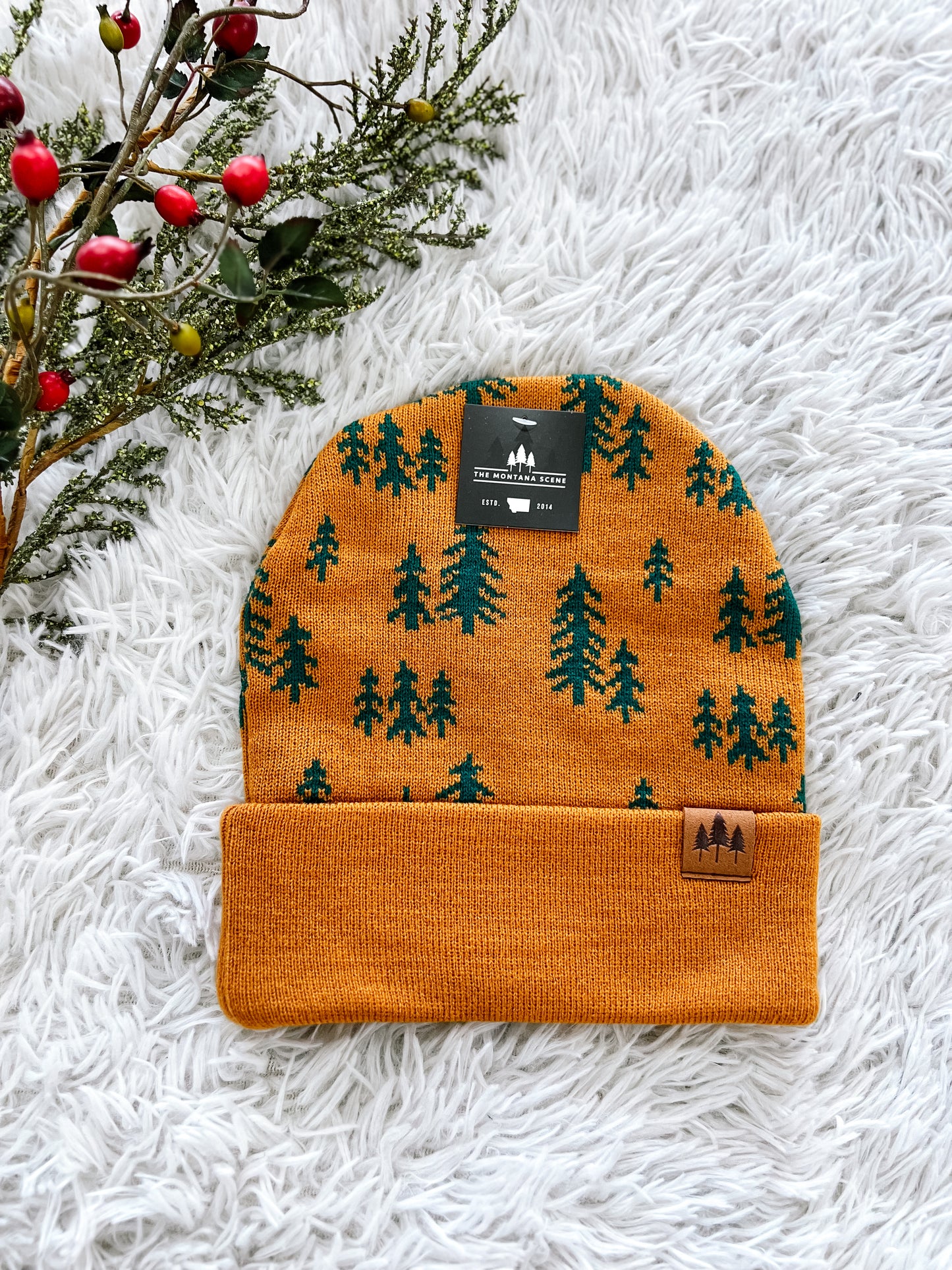 Pine Tree Fold Over Beanie