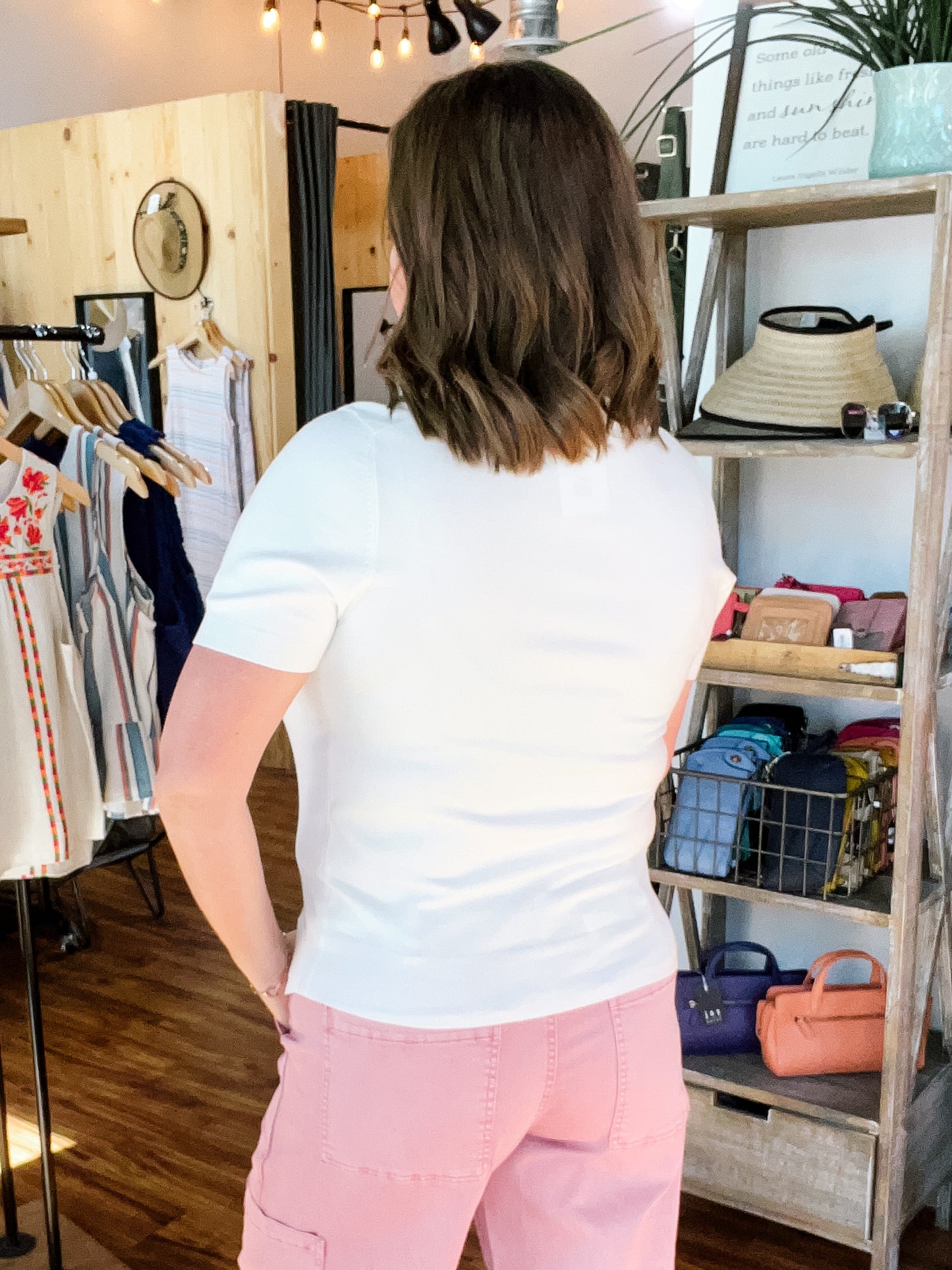 Ivory Round Neck Short Sleeve Sweater