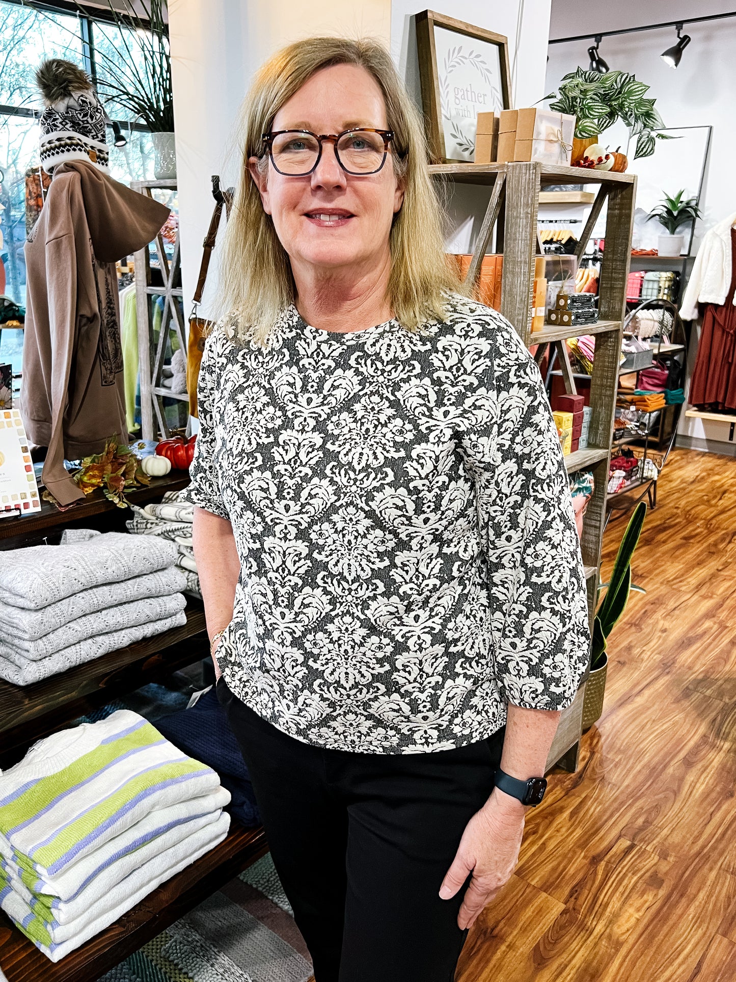 Black/Ivory Jacquard Top