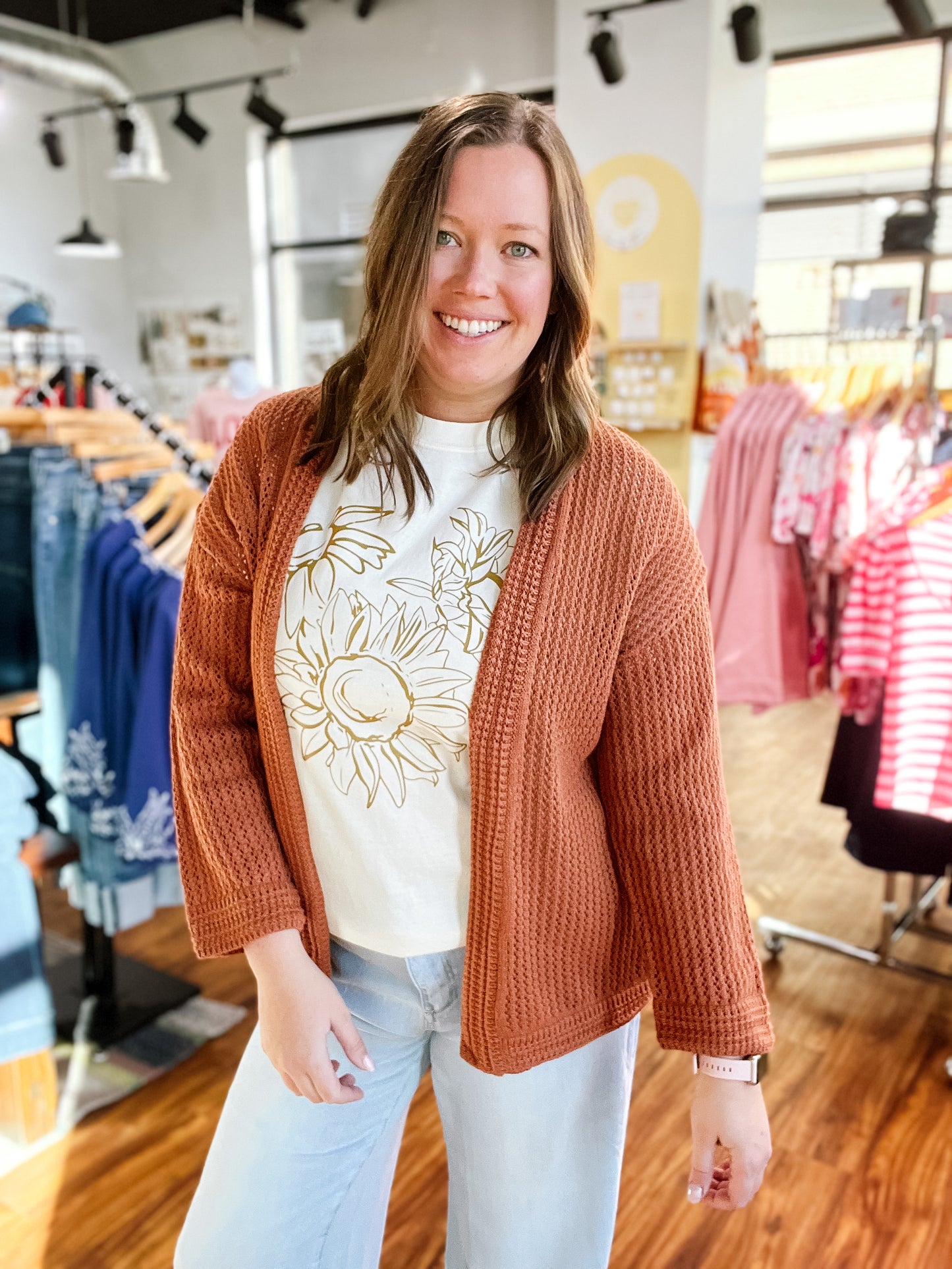 Clay Brown Open Cardigan