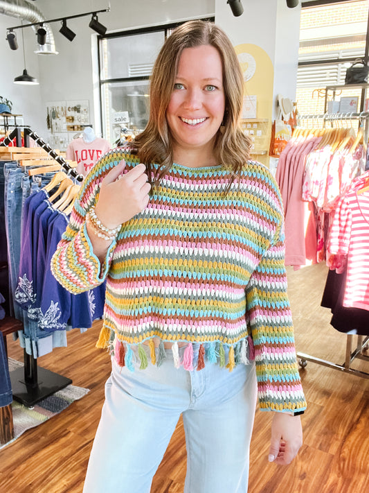 Multi Color Tassel Sweater
