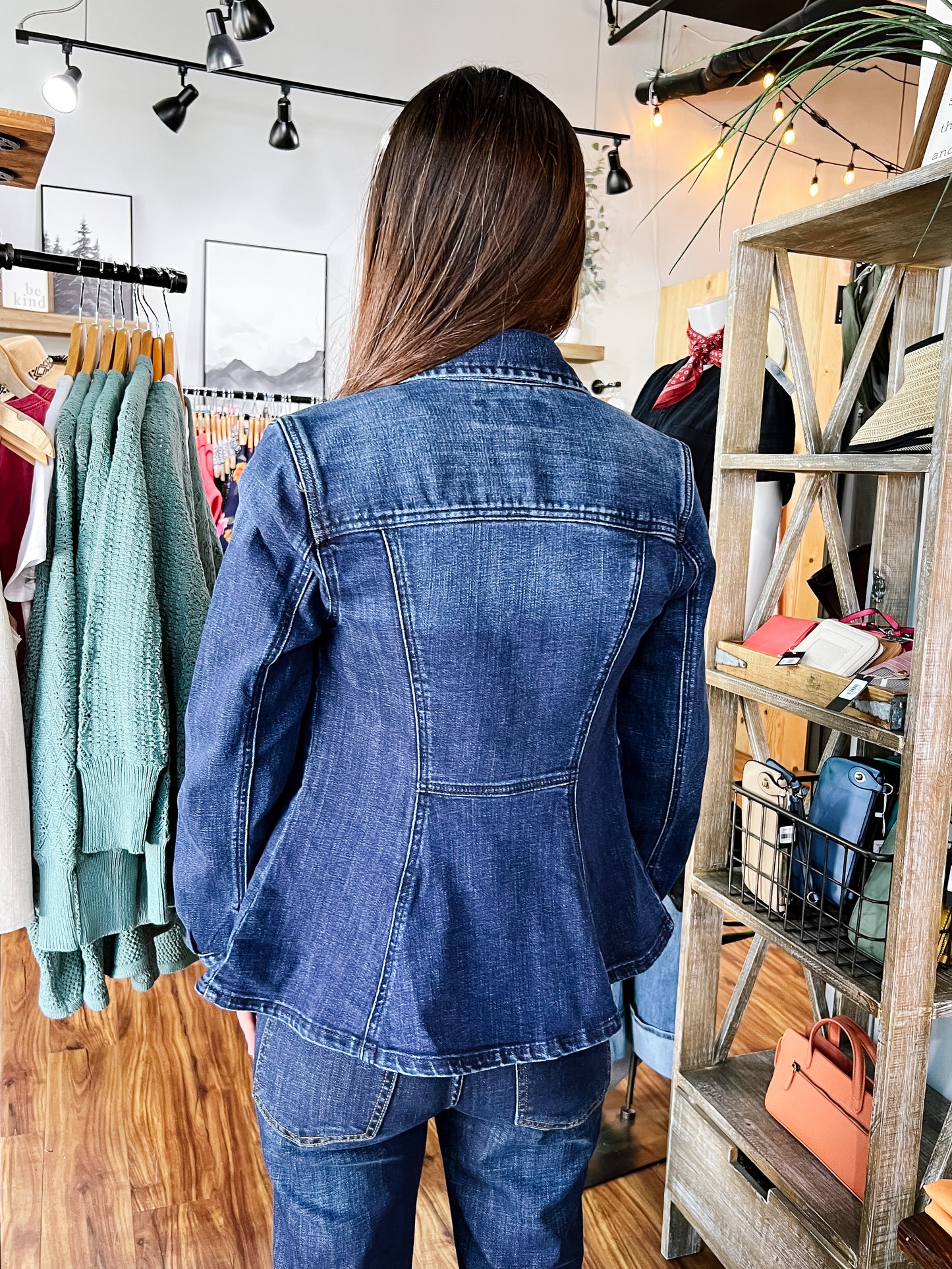 Dark Blue Fit And Flare Jean Jacket