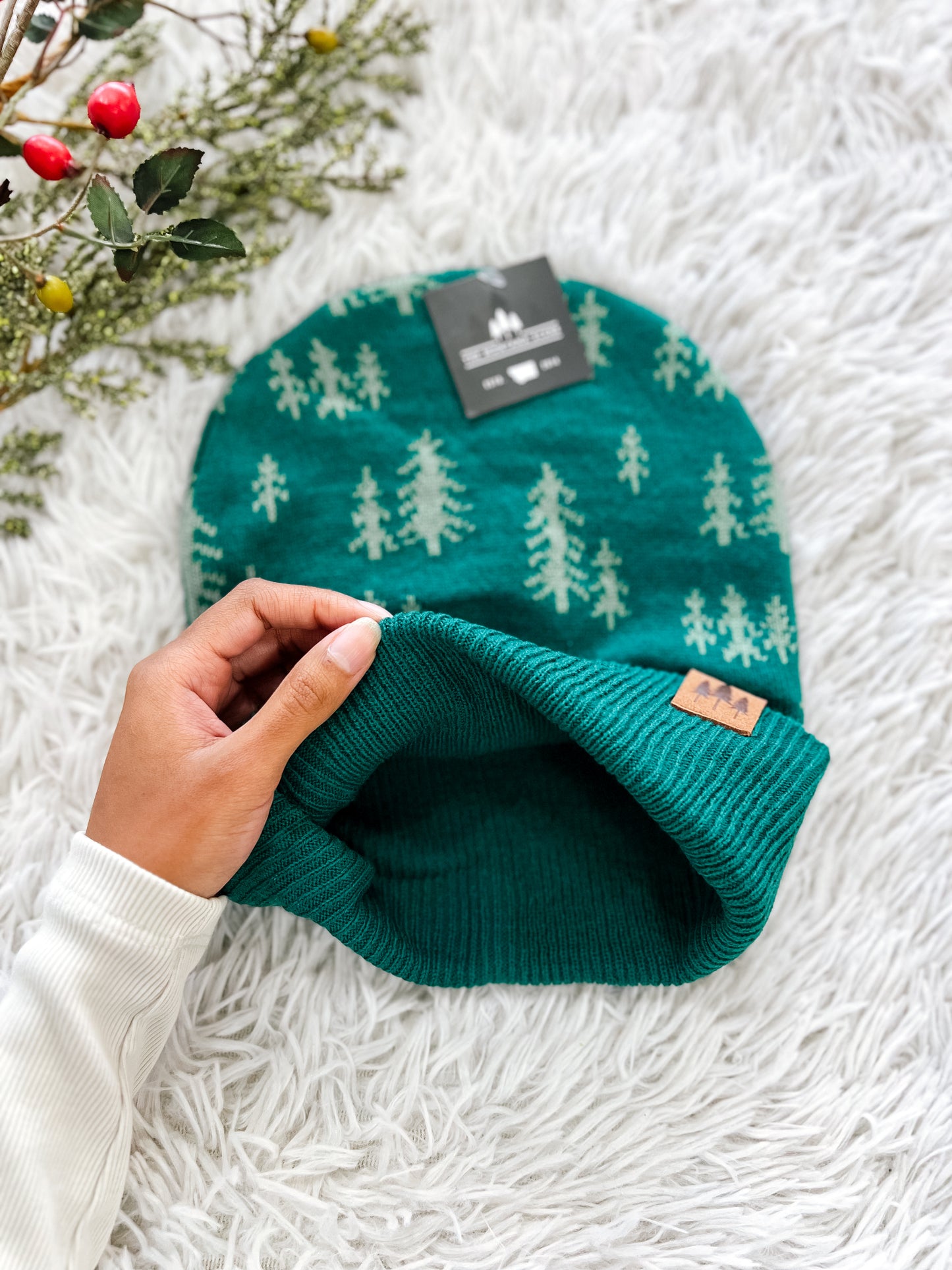 Pine Tree Fold Over Beanie