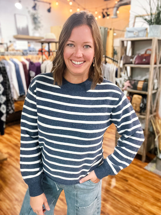 Coastal Navy & Cream Striped Sweater